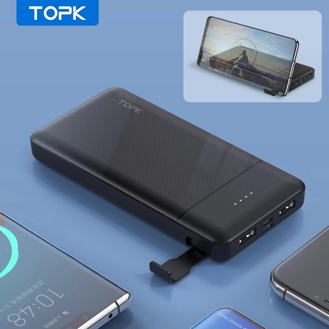 TOPK Power Bank 10000mAh With Phone Holder Portable Charger Powerbank External Battery PoverBank for iPhone 12 Pro Max Xiaomi mi ► Photo 1/6