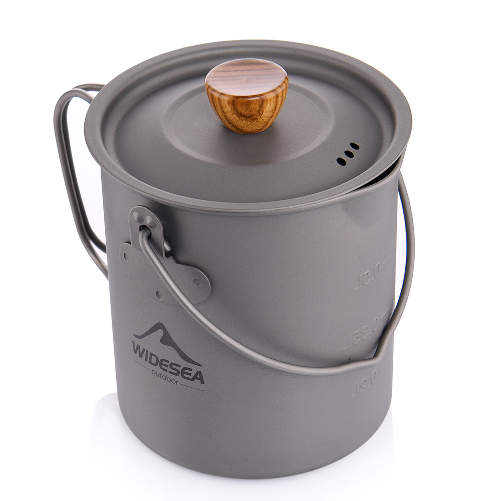 1.5l Titanium Coffee Kettle Camping Tea Pot Outdoor Hanging Coffee Maker 