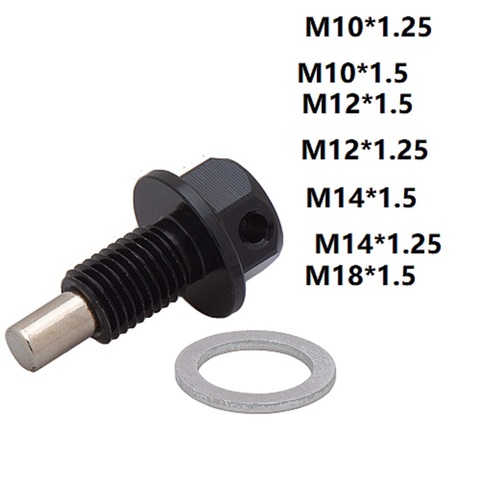 M10*1.25,m10*1.5,M12*1.5, M14*1.5, M18*1.5 ALUMINUM Magnetic Oil Drain Bolt Oil Sump drain plug nut Oil Drain Plug Magnetic ► Photo 1/6