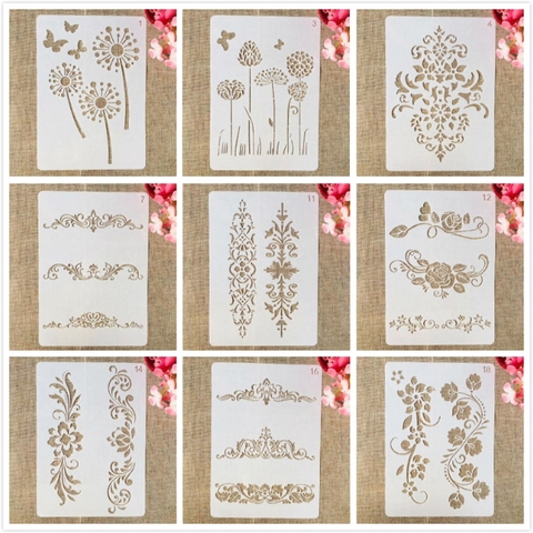 9Pcs/Set A4 29*21cm Flowers Leaves Symbol DIY Layering Stencils Painting Scrapbook Coloring Embossing Album Decorative Template ► Photo 1/6