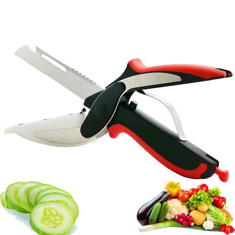 Multifunction Kitchen Scissor 6 in 1 Cutting Board Utility Cutter Stainless Steel Vegetable Meat Scissor Kitchen Cooking Knife ► Photo 1/6