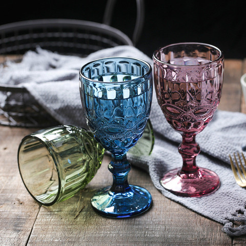 Retro Colored Wine Glass European Style Goblet Wedding Bar Decorative Stemware Hot Selling 2022 ► Photo 1/6