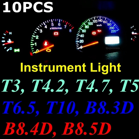 10Pcs T3 T4.2 T4.7 T5 B8.5D B8.4D B8.3D T10 W5W Led Bulb Wedge Auto Dashboard Instrument Cluster Light Car Panel Gauge Dash Lamp ► Photo 1/6