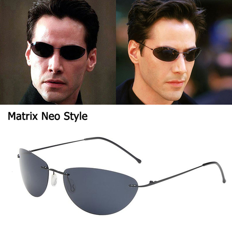 2022 New Ultralight Rimless titanium Men Driving Sun Glasses The Matrix Neo Style Polarized Sunglasses Oculos De Sol ► Photo 1/6
