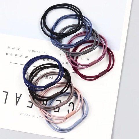 5Pcs/Lot Fashion Women Girls Rubber Bands Ponytail Holder three-layer Elastic Hairbands Simple Solid Hair Accessories Scrunchie ► Photo 1/6