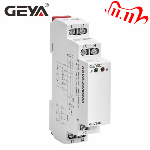 GEYA GRV8-03 Phase Sequence Relay Phase Failure Relay Din Rail Type 45Hz-65Hz True RMS Measurement Control ► Photo 1/6