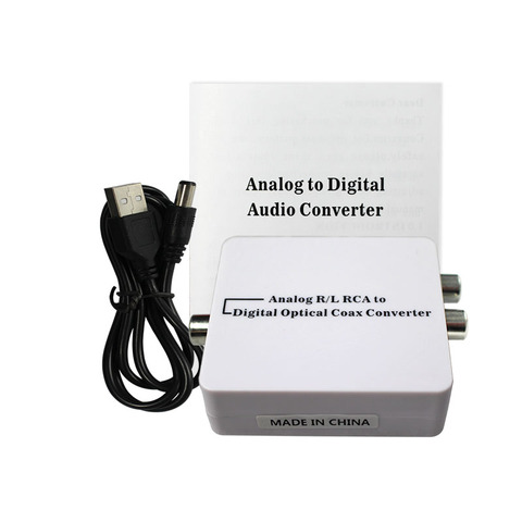 Analog Converter DAC Jack 2*RCA to Optical Digital Stereo Audio SPDIF Toslink Coaxial Signal Amplifier Decoder Adapter ► Photo 1/6