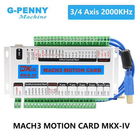 Free Shipping 3Axis 4Axis MACH3 USB CNC Motion Control Card Frequency 2000KHZ Controller support stepper/servo motor ► Photo 1/6