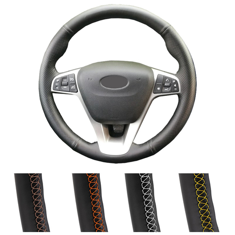 DIY Car Steering Wheel Cover Black Artificial Leather For Lada Vesta 2015 -2022 Xray 2015-2022 Braiding Cover For Steering Wheel ► Photo 1/6