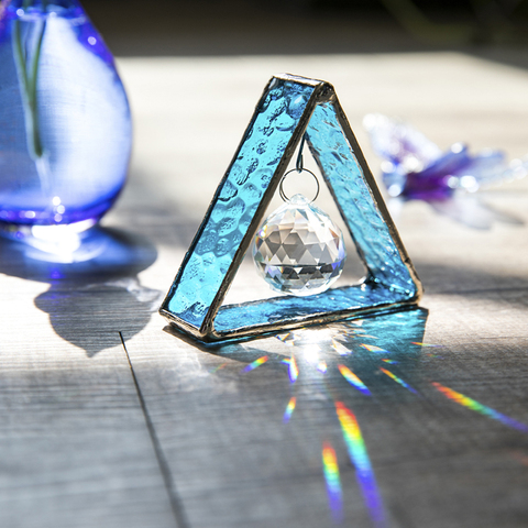 H&D Stained Glass Tripod Figurine Rainbow Maker Crystal Ball Prisms Window Hanging Suncatcher Glass Paperweight for Home Decor ► Photo 1/6