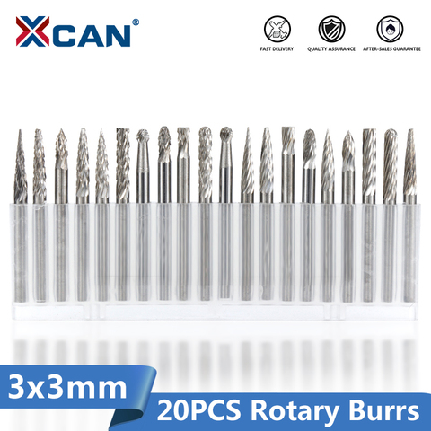 XCAN Tungsten Carbide Rotary Burrs 3x3mm Rotary Tools Accessories Singe Cut and Double Cut Rotary Files ► Photo 1/6