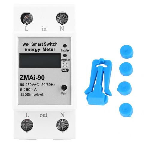 ZMAi-90 Digital Energy Meter WIFI Remote LCD Digital Metering Switch Single Phase Energy Meter 90-250V 60A ► Photo 1/5