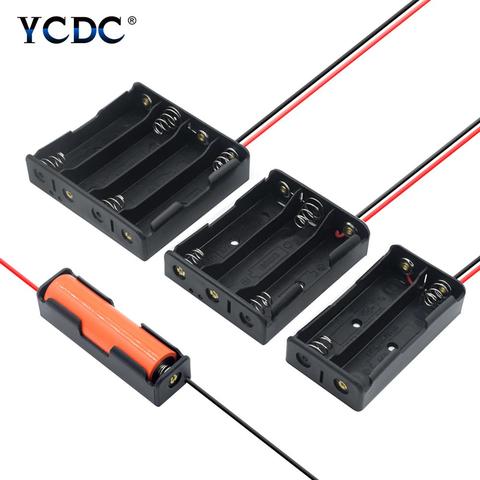 YCDC 4/3/2/1x 18650 Battery Storage Box Case DIY 1 2 3 4 Slot Way Batteries Clip Holder Container With Wire Lead Pin ► Photo 1/6