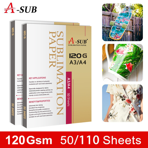 A-SUB Sublimation Paper for Any Inkjet Printer with Sublimation Ink 110  Sheets Letter Size