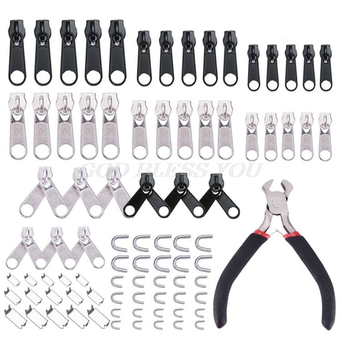 85pcs/set Zipper Repair Kit Sewing Jacket Slider Install Plier Metal Lock Pull Drop Shipping ► Photo 1/6