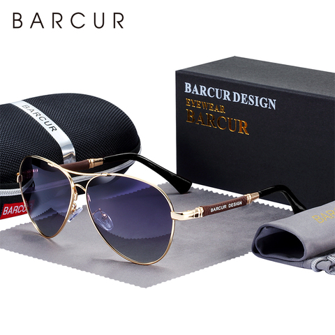 BARCUR Design Titanium Alloy Sunglasses Polarized Men's Sun Glasses Women Pilot Gradient Eyewear Mirror Shades Oculos De Sol ► Photo 1/6