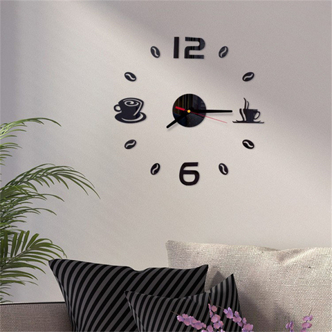 20 Inch Wall Clock Round Style Number Coffee Tea Cup Modern Design Acrylic Wall Clock Stickers DIY Home Living Room Decoration ► Photo 1/6