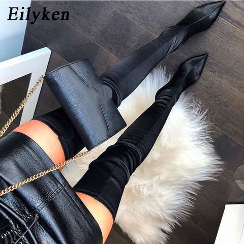 Eilyken 2022 Thigh High Boots Over The Knee Elastic Stretch Boots Women Botas Mujer Sexy Knee High Heels Sock Boots New ► Photo 1/6