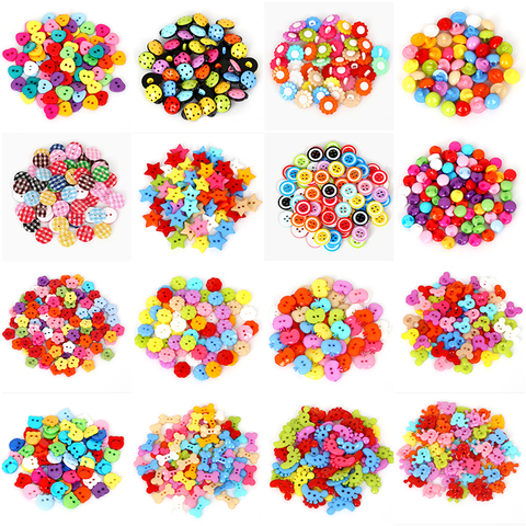 19Style 50PCS Mix Shape Lots Colors DIY Scrapbooking Cartoon Buttons Plastic Buttons Children's Garment Sewing Notions ► Photo 1/6