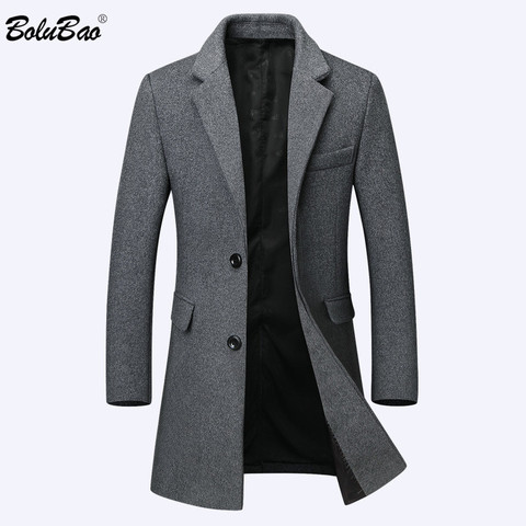 BOLUBAO Winter Men Wool Blend Coats Brand Men's Business Casual Solid Color Wool Coat Luxurious Long Wool Blend Overcoat Male ► Photo 1/6