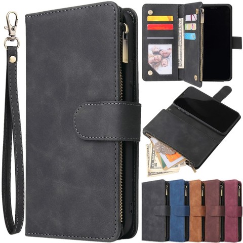 Multi Card Slots Case for iPhone 12 11 Pro Max Wallet Case Luxury Zipper Flip Leather Cover For iPhone 6 6s 7 8 Plus X XS Max XR ► Photo 1/6