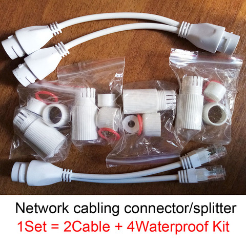 POE Splitter RJ45 2-in-1 network cabling connector for security camera install POE splitter IEEE802.3AT/AF transmission standard ► Photo 1/6