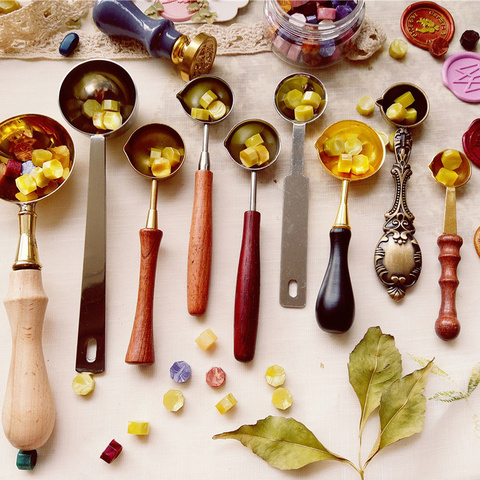 Melting Wax Spoon Seal for Sealing Retro Wooden Handle Scoop for Scrapbooking Envelope Wedding Packaging Gifts Postcard Stamping ► Photo 1/6