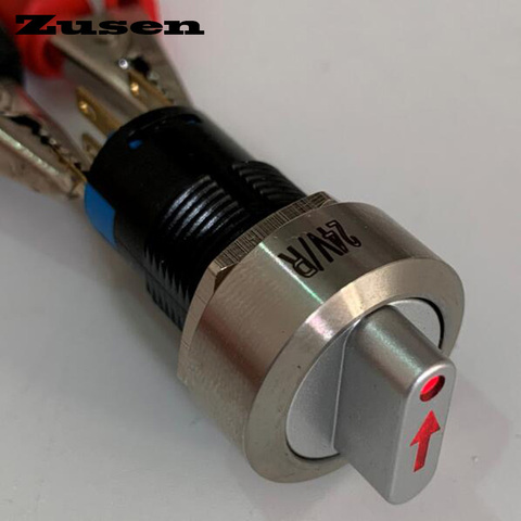 Zusen 16mm metal selector switch 3 position lock with arrow symbol led light 2NO2NC ► Photo 1/3