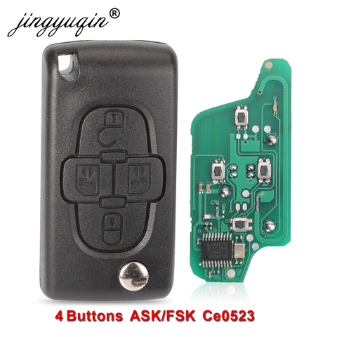jingyuqin ASK/FSK 433Mhz 4 Buttons Flip Floding Remote Key Fob Control For Peugeot 1007 For Citroen C8 VA2/HU82 Blade CE0523 ► Photo 1/5