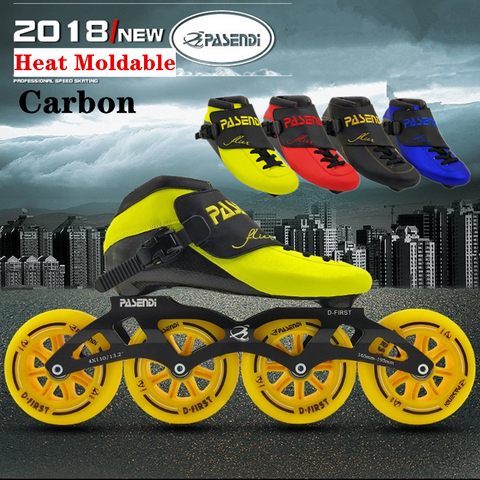 PASENDI Heat Moldable Speed Roller Skates 4 wheel Roller Skating Shoes Carbon Fiber PS inline speed Skate for men and women ► Photo 1/3