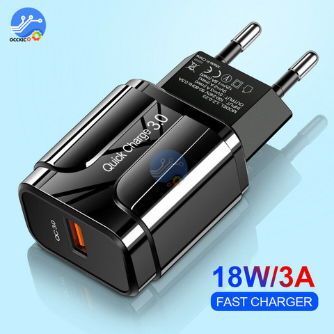 5V 3A Quick Charge QC 3.0 USB Charger EU US Plug Travel Wall Mobile Phone Charger Adapter Fast Charging for iPhone for Xiaomi ► Photo 1/6