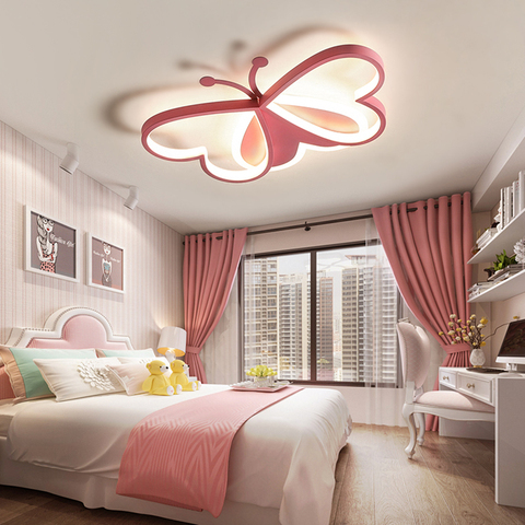 Butterfly kids nordic children's room bedroom decor led lamp lights for room dimmable ceiling light home decoration lamparas ► Photo 1/6