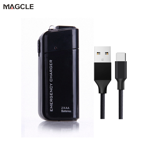 Drop Shipping! Powerbank 2X AA Battery Emergency USB Power Bank Charger Portable Charger for Phone + 2A Cable ► Photo 1/5