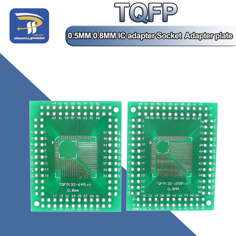 5PCS QFP/FQFP/LQFP TQFP 32 / TQFP44 / TQFP64 / TQFP80 TQFP100 0.5MM 0.8MM FR-4 IC adapter Socket / Adapter plate / PCB ► Photo 1/6