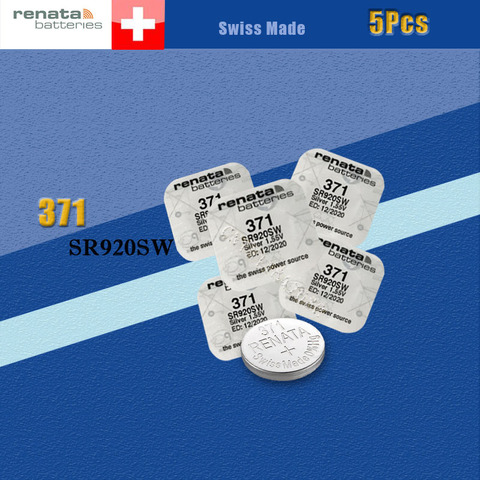 5 X renata Silver Oxide Watch Battery 371 SR920SW 920 1.55V 100% original brand renata 371 renata 920 battery ► Photo 1/5