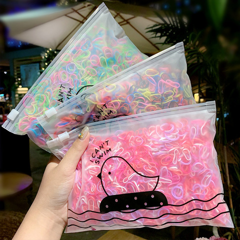 Girls Colorful Rubber Bands for Travel Clear Makeup Bag Ponytail Holder Elastic Hair Bands Rope Hair Accessories 1000pcs Pack ► Photo 1/5