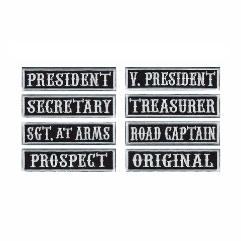 8pcs pack PROSPECT ORIGINAL PRESIDENT SECRETARY patches embroidered rockers for outlaw motorcycle riding clubs and bikers ► Photo 1/6