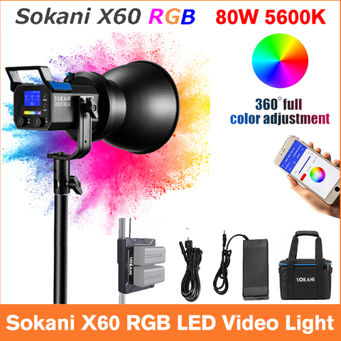 Sokani X60 V2 RGB LED Video Light 5600K Daylight 80W Photo Studio Lighting for Outdoor Photography Video Recording Studio ► Photo 1/6