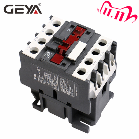 GEYA CJX2-2510 3210 Magnetic 3Phase Contactor 1NO 25A 32A 220V or 380VAC  LC1D Contactor Din Rail Silver Contact ► Photo 1/6
