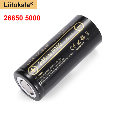 High Capacity LiitoKala 26650 5000mah Li-ion Rechargeable Battery Lii-50A 3.7v 26650-50A battery for Flashlight 20A new packing ► Photo 1/6