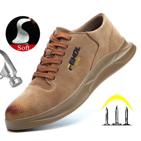 Yadibeiba Breathable Safety Work Shoes For Men Anti-Skidding Leather Shoes Protective Work Shoes Industrial Safety Boots ► Photo 1/6
