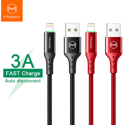 Mcdodo USB Cable 3A for Lightning IPhone 11 Pro Max XS XR X 8 IPad IPod Fast Charging IOS 13 Charger Auto Disconnect Data Cable ► Photo 1/6