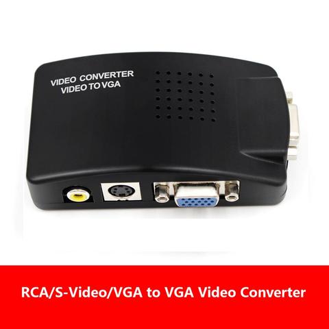 TV to PC Composite RCA/S-Video to VGA Video Converter Box HD Video and Audio  Adapter Converter Wide Screen for DVD DVR VCR Moni ► Photo 1/6