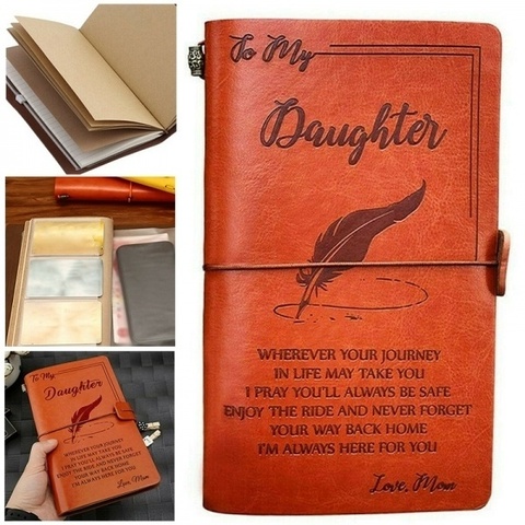 New To My Daughter Where Ever Love Mom / Love Dad Leather Business Journal Notebook Diary ► Photo 1/6