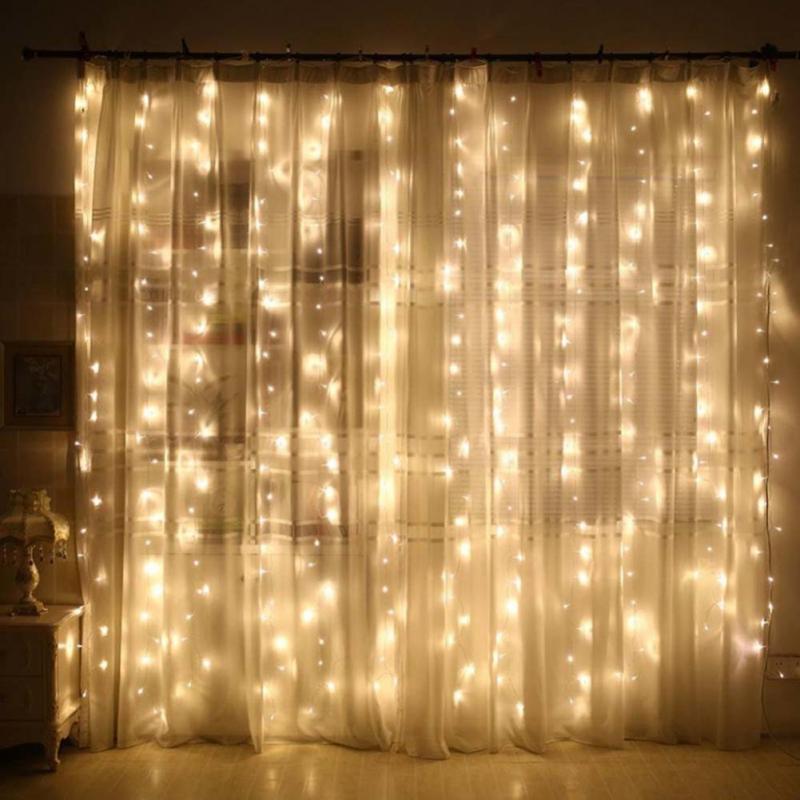 3x3M 300 LED Curtain Lights Window Fairy String Wedding Party Xmas Home Decor 