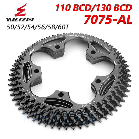 WUZEI Road Bike Chainwheel Folding 110/130 BCD Round Narrow Wide Sprockets 50/52/54/56/58/60T AL7075 Bicycle Chainring ► Photo 1/6