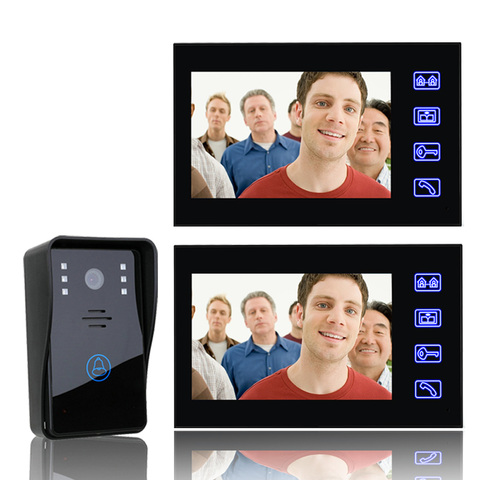 7 Inch Video Door Phone Doorbell Intercom Kit 1-camera 2-monitor Night Vision with IR-CUT 1000TVL Camera ► Photo 1/6