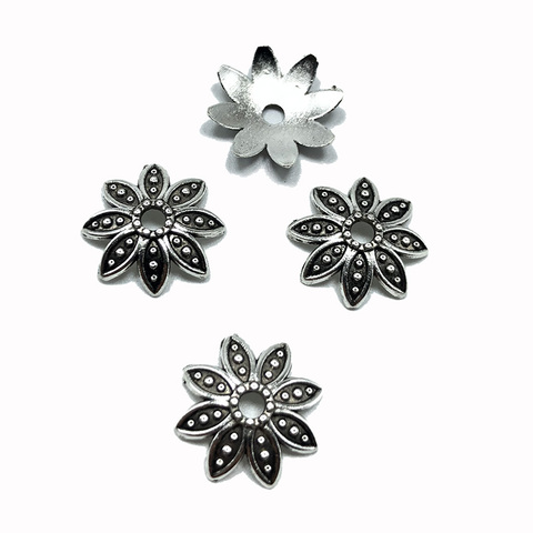 50pcs Mixed Tibetan Antique Silver Color Flower Bead End Caps For Jewelry Making Findings Needlework Diy Accessories Wholesale ► Photo 1/5