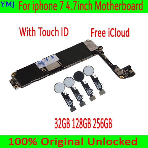 Factory unlocked Good Tested Motherboard for iphone 7 4.7inch motherboard, 32GB 128GB 256GB With/Without Touch ID Logic boards ► Photo 1/6
