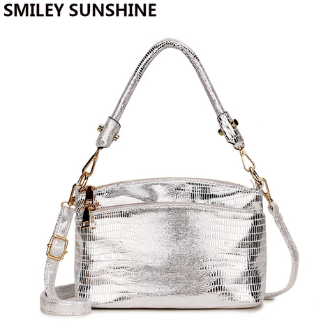 SMILEY SUNSHINE Silver Messenger Crossbody Bag for Women 2022 Luxury Small Womans leather Handbag Designer Ladies Hand Bags ► Photo 1/6